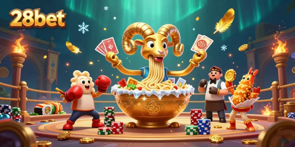 Bet big with 28bet's vibrant 3D illustration showcasing engaging casino action.